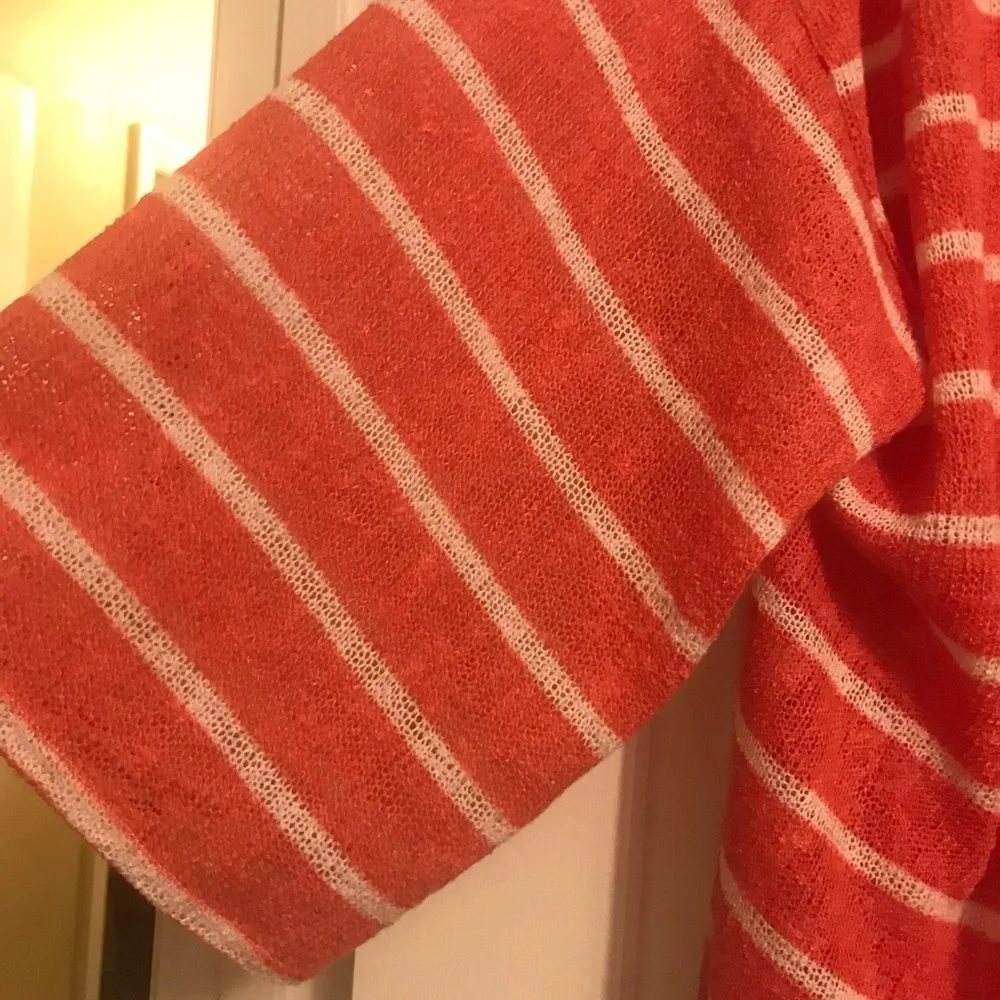 Beautiful Like New Orange & White Striped Kimono - Picture 2 of 3